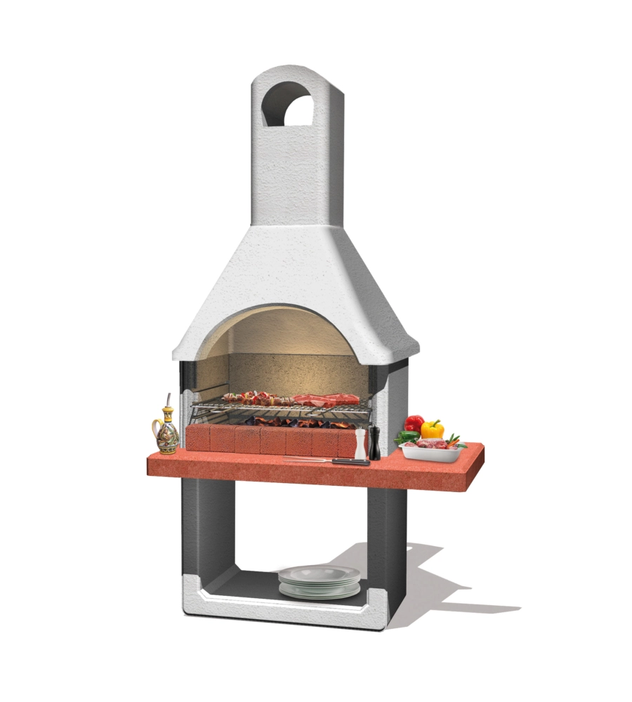 BARBECUE A CARBONELLA IN CEMENTO SAROM FUOCO "MILANO" 88X58X197,3 CM